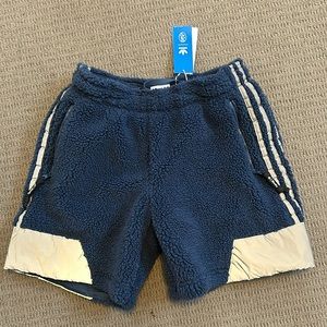 Adidas Originals x Blondey Fleece Shorts Mineral Blue / Reflective Silver size S